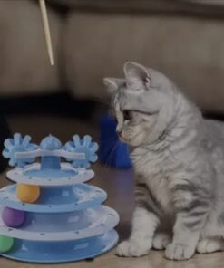 Juguete Interactivo Para Gatos 3 Niveles Con Pluma