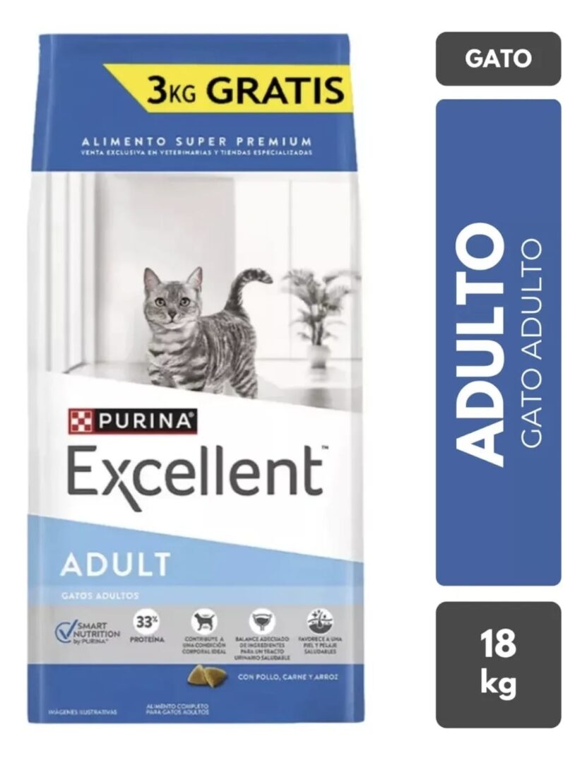 Alimento Excellent Gato Adulto x 15+3 Kilos